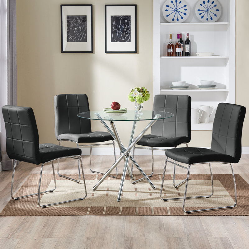 Wayfair round glass dining table and chairs sales